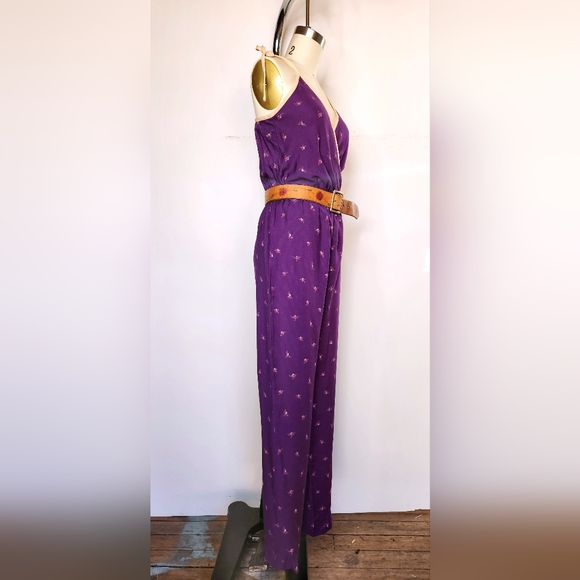 70s Dead Stock Jumpsuit by Peaches my Love Floral Jumpsuit Straight Legs XS S - Picture 4 of 10